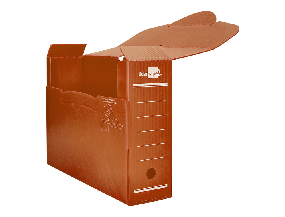 BOITE A ARCHIVES LIDERPAPEL POLYPROPYLENE ONDULE DOS      100MM 360X100X260MM COLORIS   MARRON