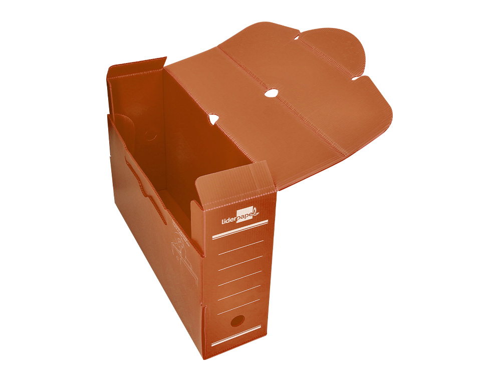 BOITE A ARCHIVES LIDERPAPEL POLYPROPYLENE ONDULE DOS      100MM 360X100X260MM COLORIS   MARRON