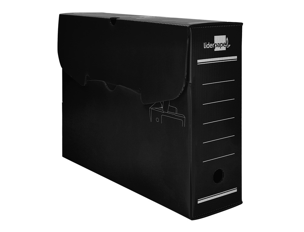 BOITE A ARCHIVES LIDERPAPEL POLYPROPYLENE ONDULE DOS 100MM 360X100X260MM COLORIS NOIR