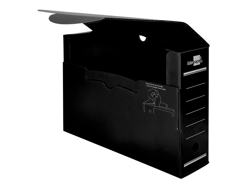 BOITE A ARCHIVES LIDERPAPEL POLYPROPYLENE ONDULE DOS 100MM 360X100X260MM COLORIS NOIR