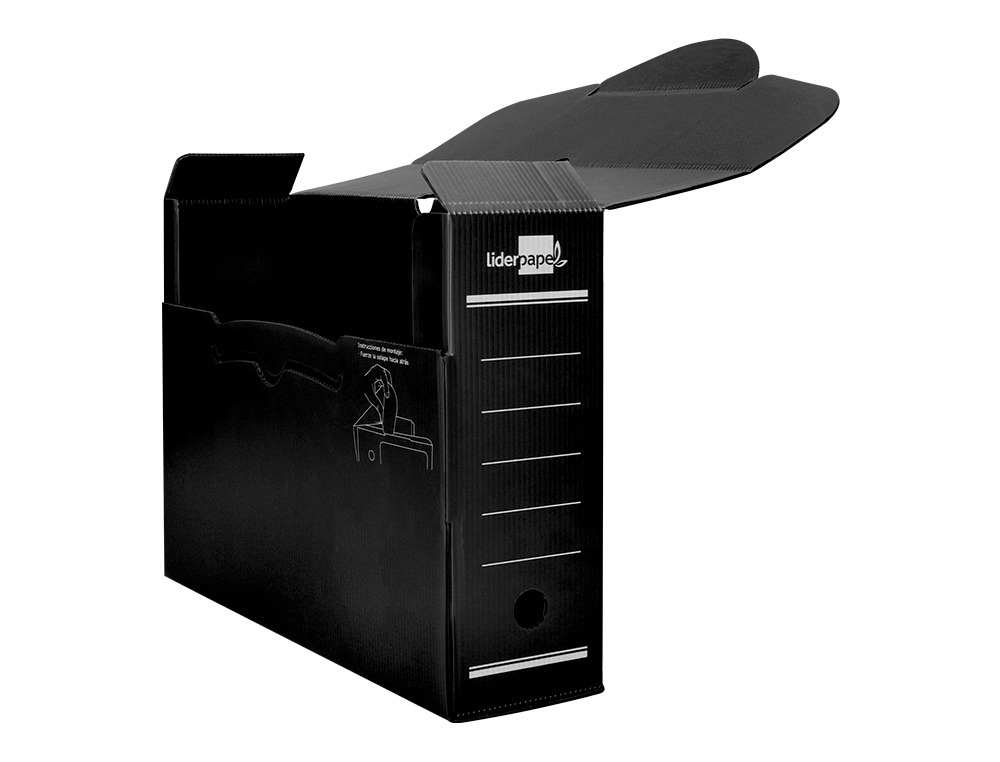 BOITE A ARCHIVES LIDERPAPEL POLYPROPYLENE ONDULE DOS 100MM 360X100X260MM COLORIS NOIR