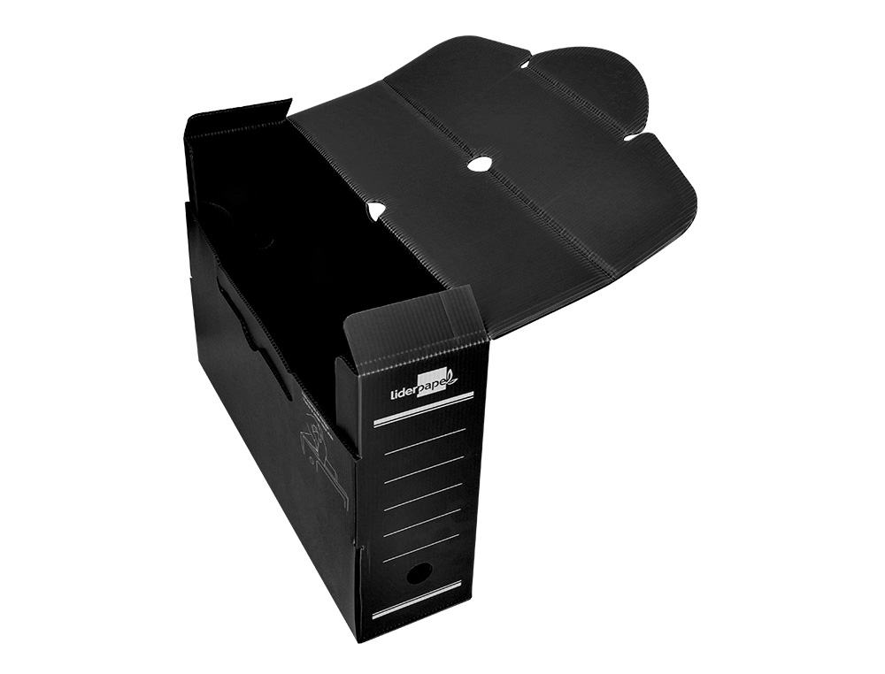 BOITE A ARCHIVES LIDERPAPEL POLYPROPYLENE ONDULE DOS 100MM 360X100X260MM COLORIS NOIR