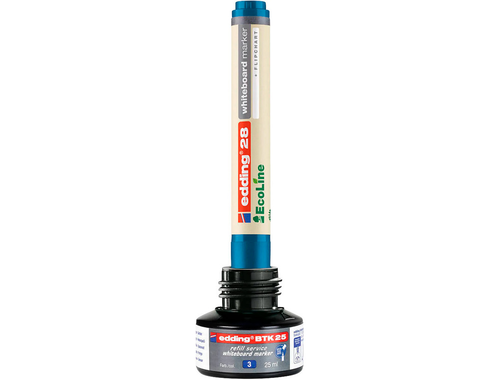 RECHARGE ENCRE EDDING BTK 25 MARQUEUR POUR TABLEAU BLANC   FLACON 25ML COLORIS BLEU