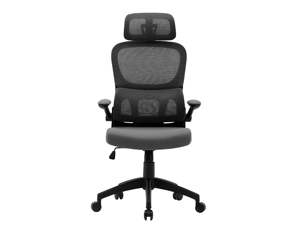 CHAISE DIRECTION Q-CONNECT SORRENTO MAILLE BASE METALLIQUE HAUT MAX 1320 LARG 650 PROF 600MM ROUES PREMIUM COLORIS GRIS