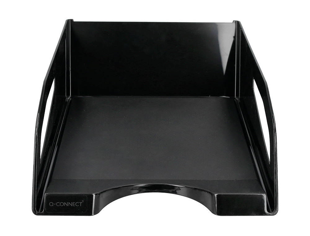 CORBEILLE A COURRIER Q-CONNECT PLASTIQUE GRANDE    CAPACITE AVEC POIGNEE NOIRE   OPAQUE 386X270X115MM