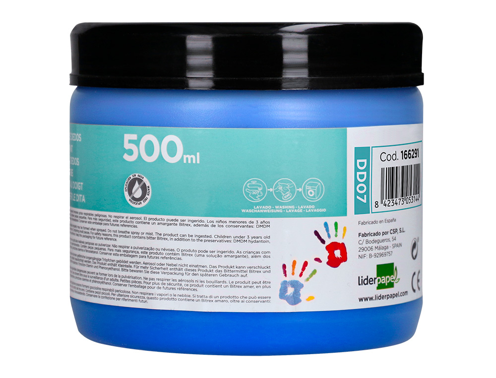 PEINTURE AU DOIGT LIDERPAPEL FLACON 500 ML COLORIS BLEU