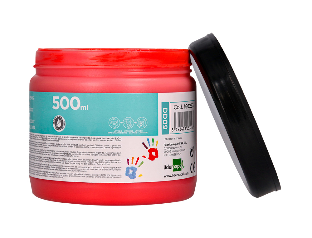 PEINTURE AU DOIGT LIDERPAPEL FLACON 500 ML COLORIS ROUGE