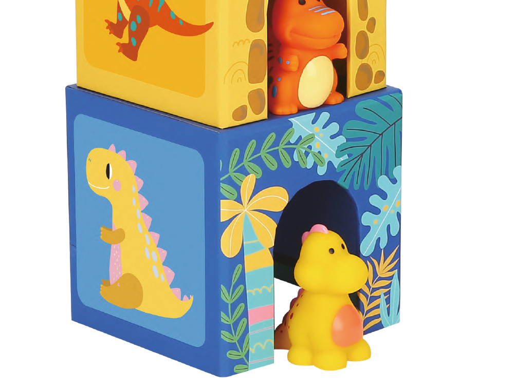 JEU ENFANT IMAGINOVO CUBES EMPILABLES ET NID DINOSAURES +12 MOIS 12 PIECES 13X13X13 CM