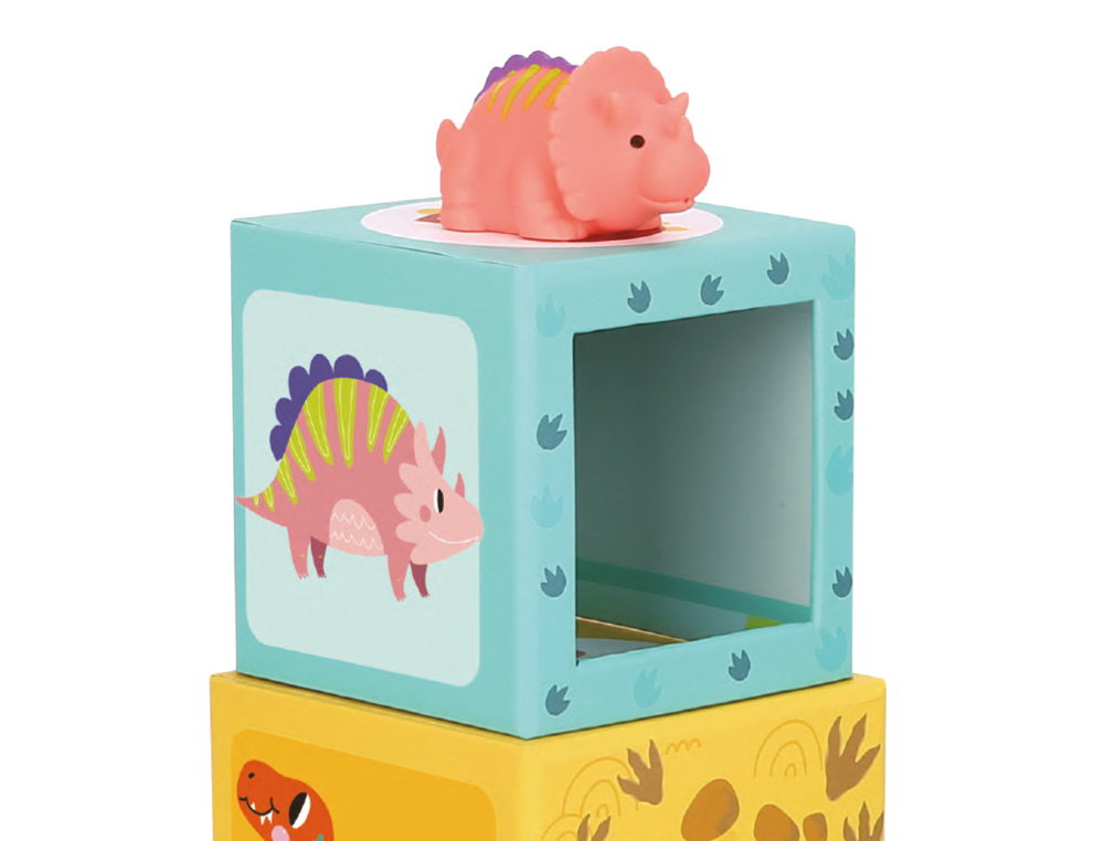 JEU ENFANT IMAGINOVO CUBES EMPILABLES ET NID DINOSAURES +12 MOIS 12 PIECES 13X13X13 CM