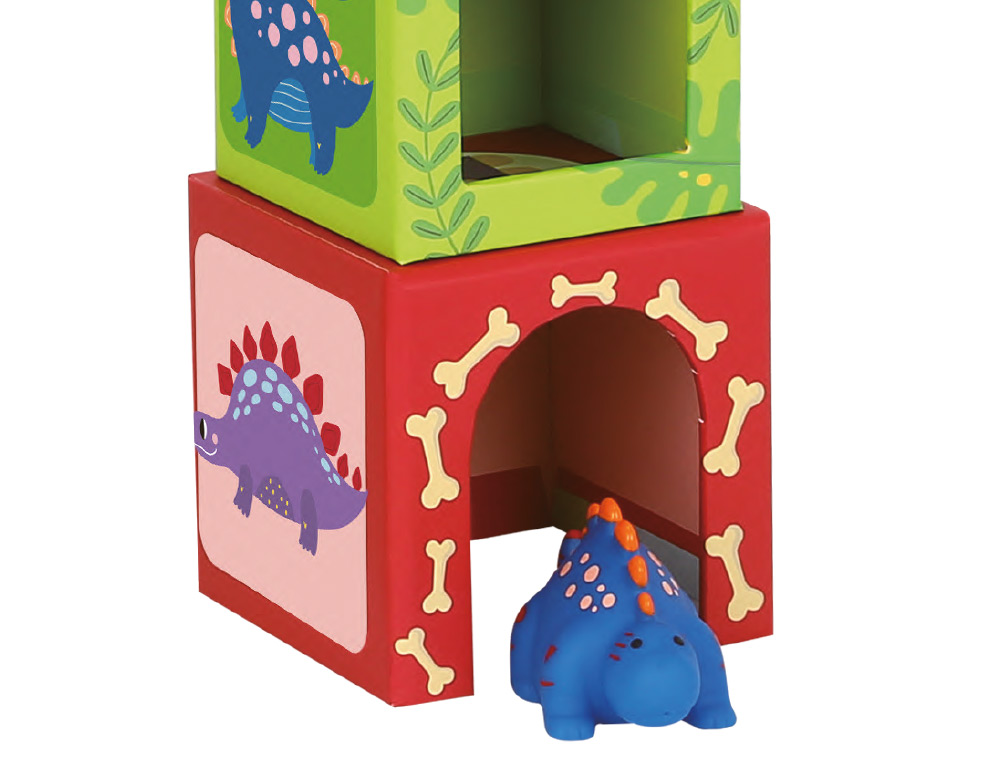 JEU ENFANT IMAGINOVO CUBES EMPILABLES ET NID DINOSAURES +12 MOIS 12 PIECES 13X13X13 CM