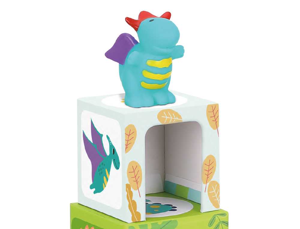 JEU ENFANT IMAGINOVO CUBES EMPILABLES ET NID DINOSAURES +12 MOIS 12 PIECES 13X13X13 CM
