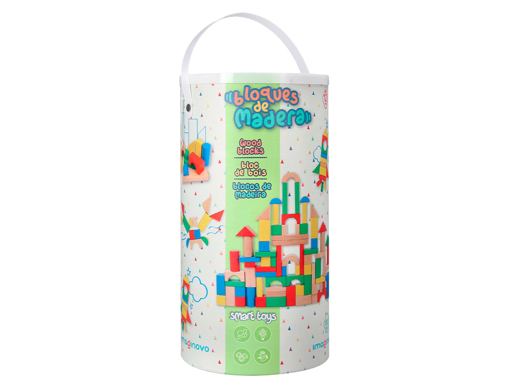 JEU ENFANT IMAGINOVO CONSTRUCTION BLOCS BOIS +12   MOIS 100 PIECES 29X29X3,5 CM