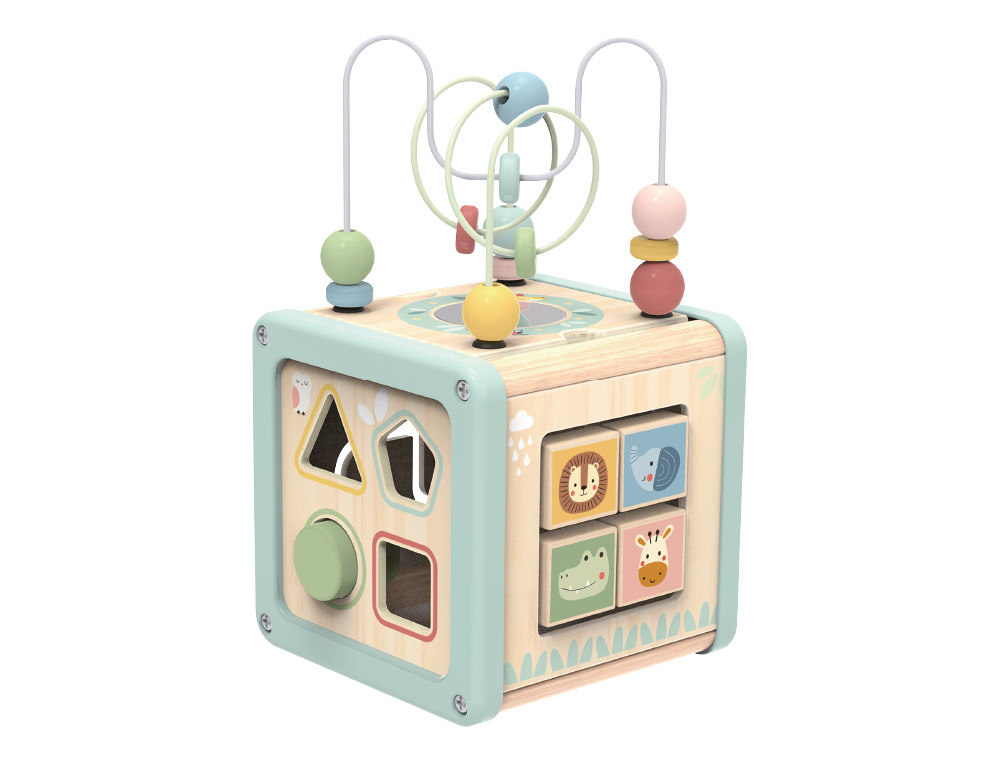 JEU ENFANT IMAGINOVO CUBES D'ACTIVITES BOIS +18MOIS 15,5X15,5X28 CM