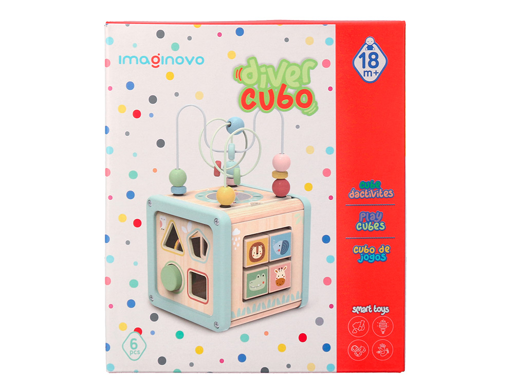 JEU ENFANT IMAGINOVO CUBES D'ACTIVITES BOIS +18MOIS 15,5X15,5X28 CM
