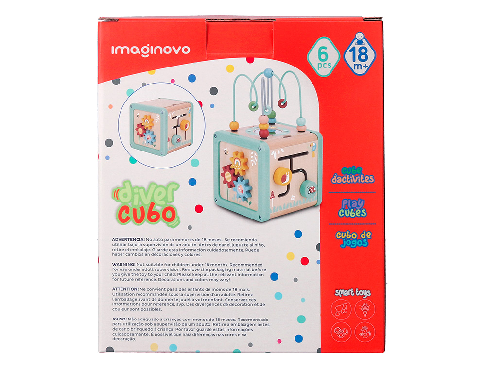 JEU ENFANT IMAGINOVO CUBES D'ACTIVITES BOIS +18MOIS 15,5X15,5X28 CM