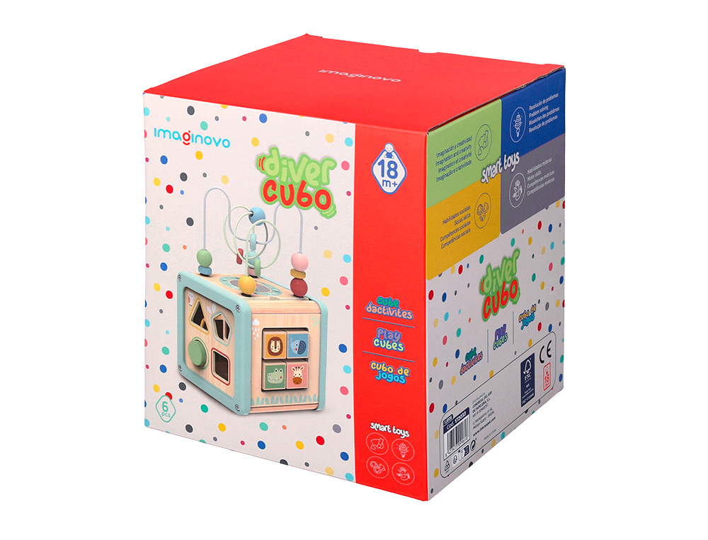 JEU ENFANT IMAGINOVO CUBES D'ACTIVITES BOIS +18MOIS 15,5X15,5X28 CM