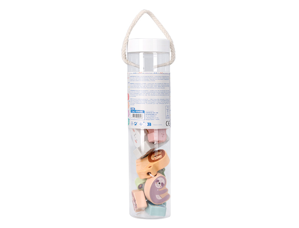 JEU ENFANT IMAGINOVO PERLES D'ANIMAUX A ENFILER BOIS +24 MOIS 13 PIECES 27X6,5X6,5 CM
