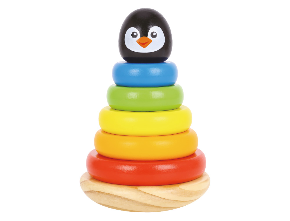 JEU ENFANT IMAGINOVO TOUR PINGOUIN FORMES EMPILABLES BOIS +12 MOIS 7 PIECES 18X12X12 CM