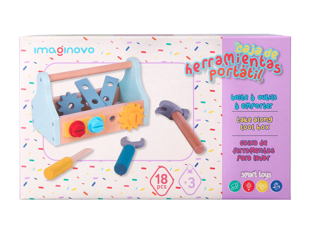 JEU ENFANT IMAGINOVO BOITE A OUTIL BOIS +3 ANS 18 PIECES