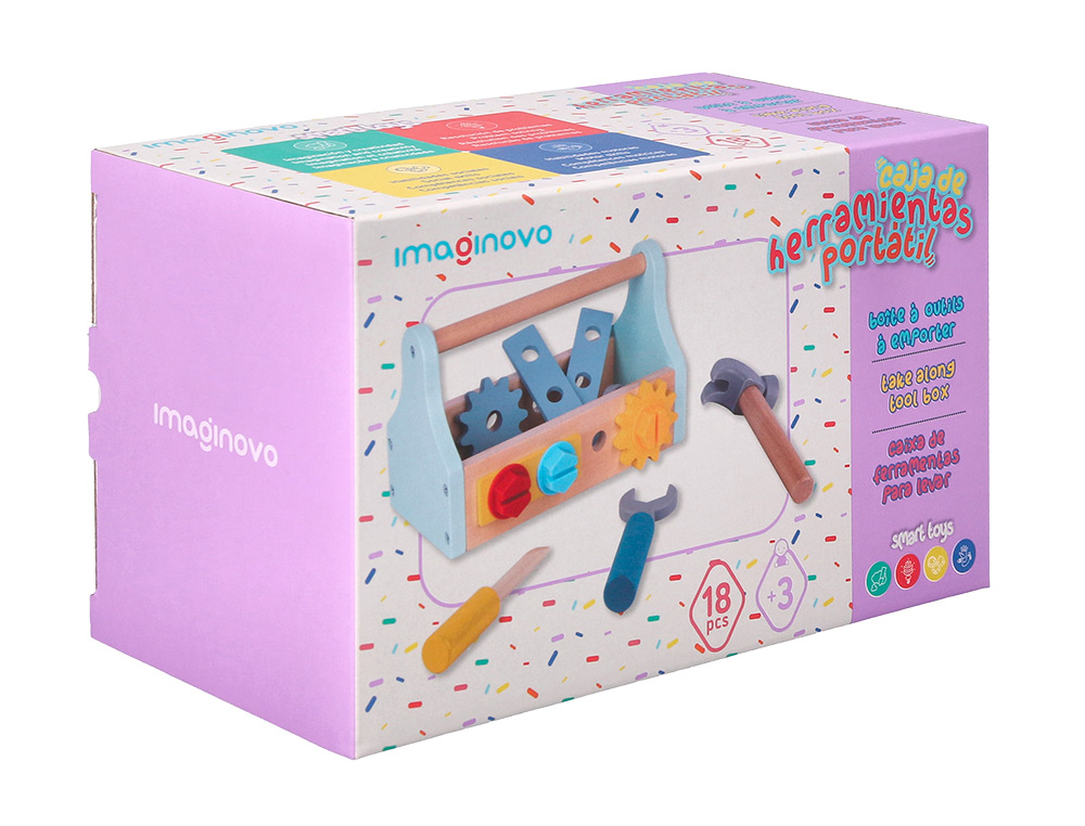 JEU ENFANT IMAGINOVO BOITE A OUTIL BOIS +3 ANS 18 PIECES