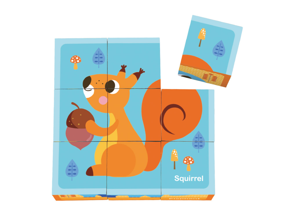 PUZZLE ENFANT IMAGINOVO CUBES D'ANIMAUX BOIS +24 MOIS 15    PIECES 12 MODELES INCLUS      22X22X6,4 CM