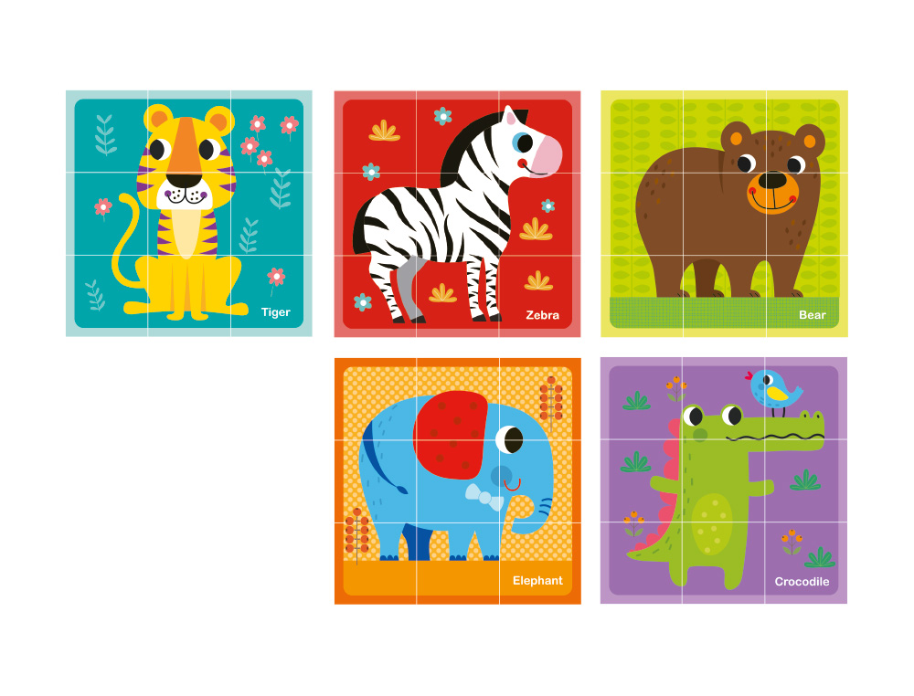 PUZZLE ENFANT IMAGINOVO CUBES D'ANIMAUX BOIS +24 MOIS 15    PIECES 12 MODELES INCLUS      22X22X6,4 CM