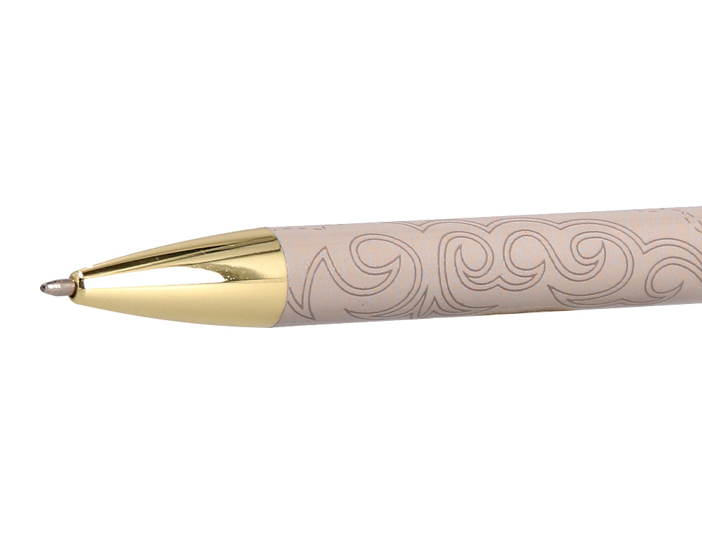 STYLO-BILLE BELIUS WILD WEST ALUMINIUM ENCRE BLEUE         ATTRIBUTS DORES COLORIS BEIGE COFFRET DESIGN