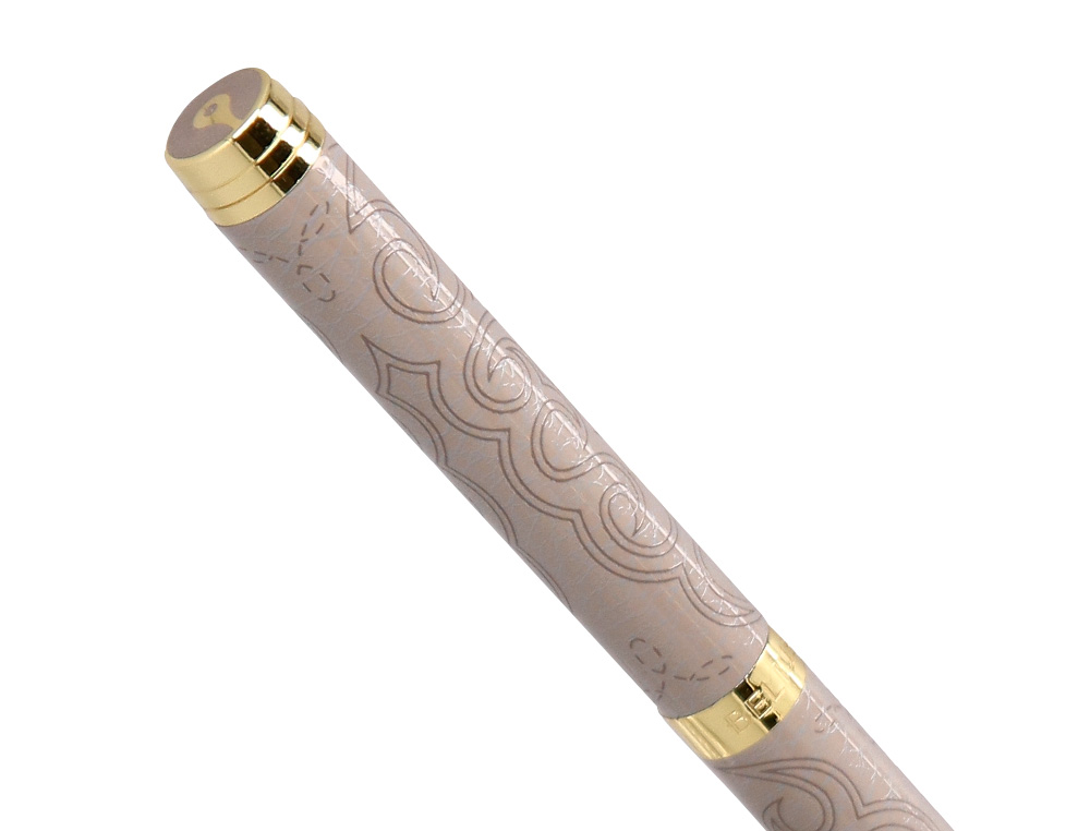 STYLO-BILLE BELIUS WILD WEST ALUMINIUM ENCRE BLEUE         ATTRIBUTS DORES COLORIS BEIGE COFFRET DESIGN