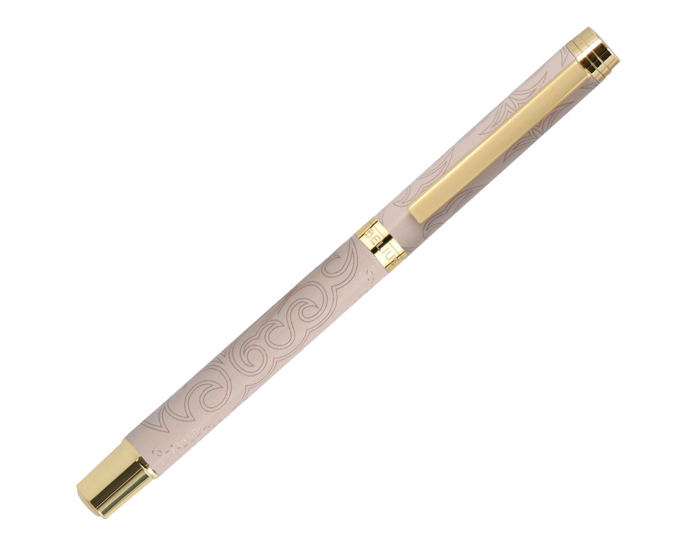 STYLO-BILLE BELIUS WILD WEST ALUMINIUM ENCRE NOIRE         ATTRIBUTS DORES COLORIS BEIGE COFFRET DESIGN