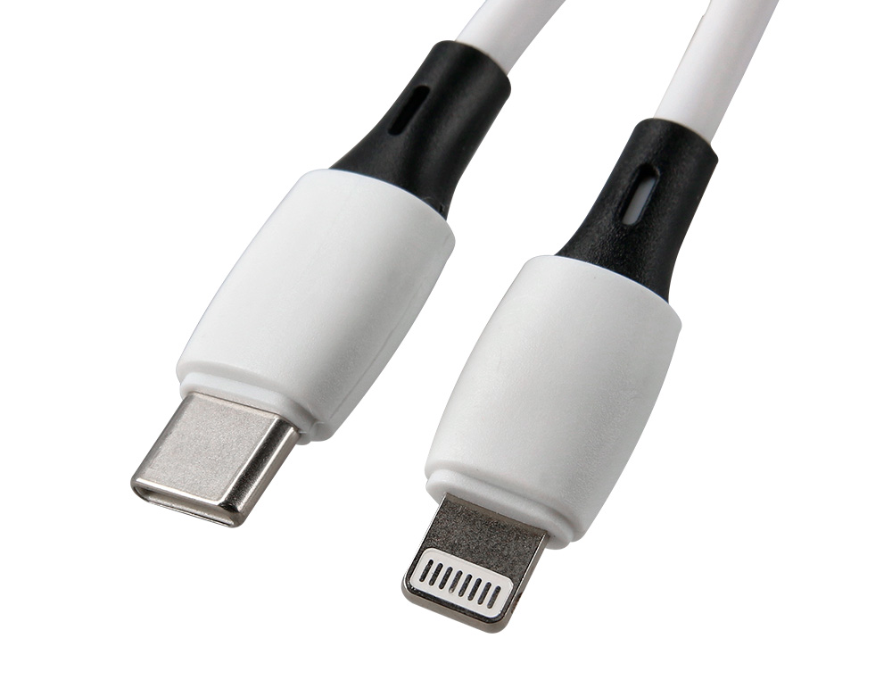 CABLE Q-CONNECT USB-C VERS TYPE L APPLE PVC LONGUEUR 2M  COLORIS BLANC