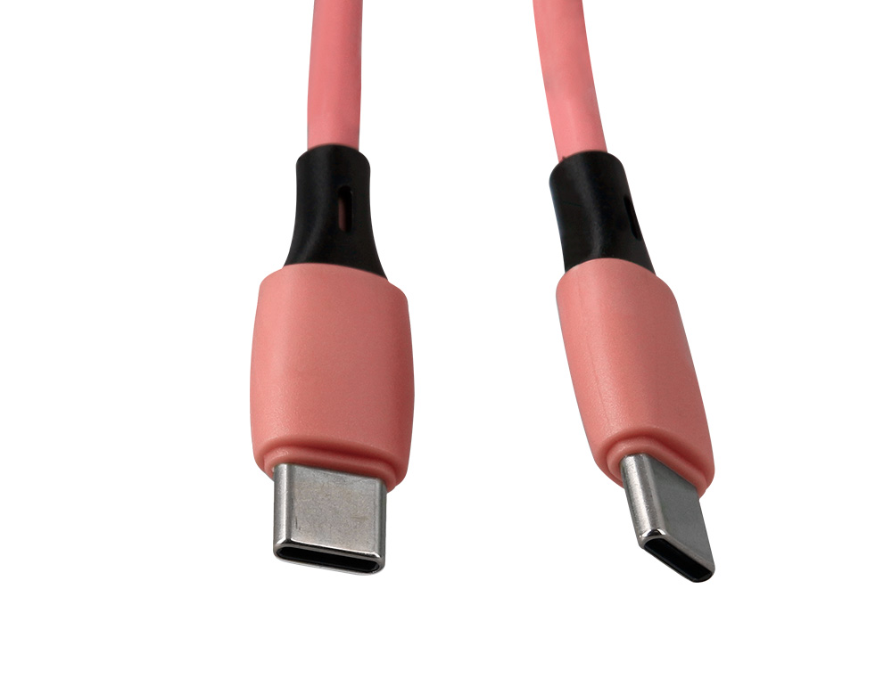 CABLE Q-CONNECT USB-C VERS USB-C PVC LONGUEUR 1M COLORIS ROSE