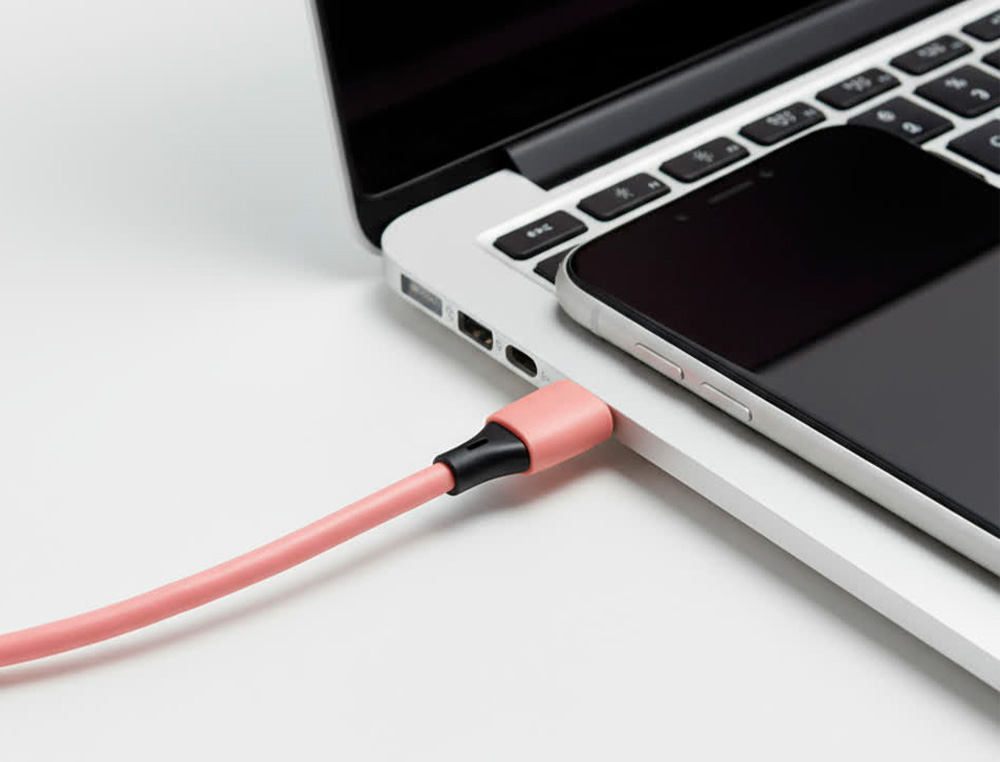 CABLE Q-CONNECT USB-C VERS USB-C PVC LONGUEUR 1M COLORIS ROSE