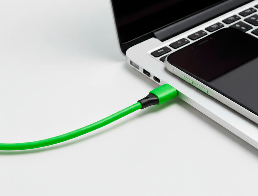 CABLE Q-CONNECT USB-C VERS USB-C PVC LONGUEUR 1M COLORIS VERT