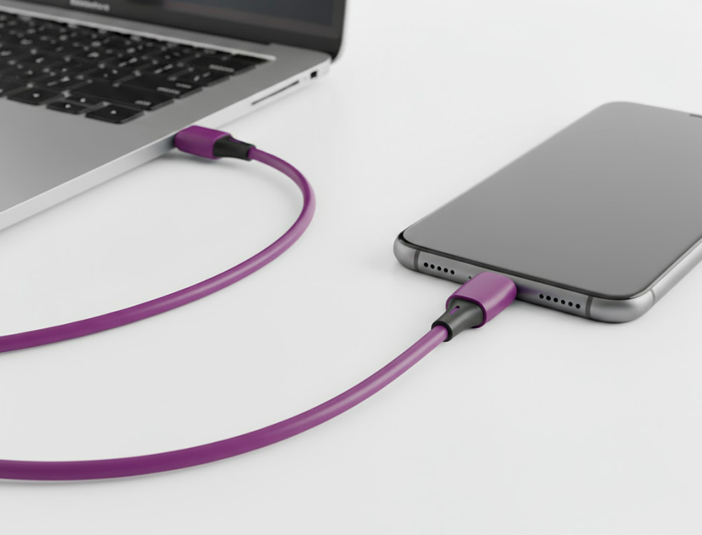 CABLE Q-CONNECT USB-C VERS USB-C PVC LONGUEUR 2M COLORIS VIOLET