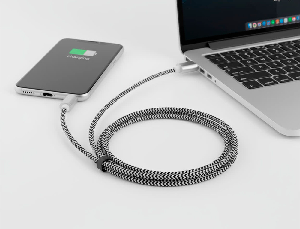 CABLE Q-CONNECT USB-C VERS USB-A NYLON LONGUEUR 1M COLORIS BLANC