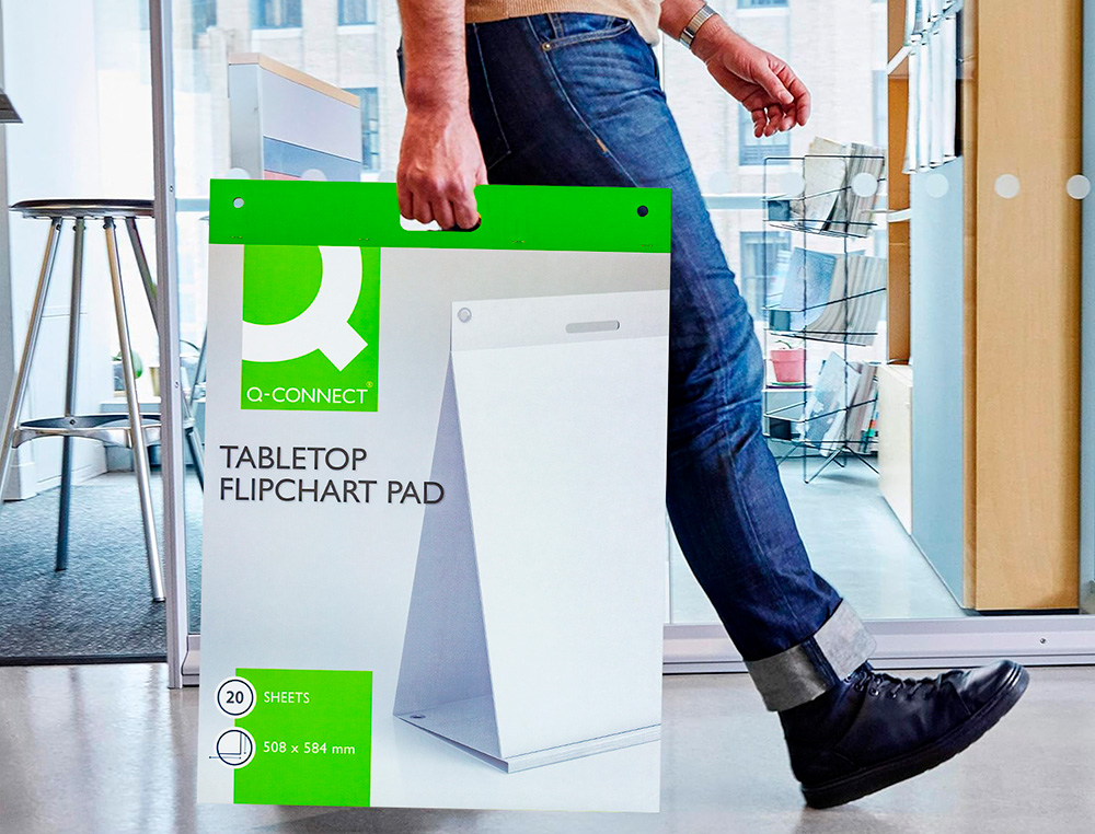 BLOC CONFERENCE Q-CONNECT LISSE AUTOADHESIF POUR BUREAU 20F PAPIER BLANC 75G/M2 508X584MM