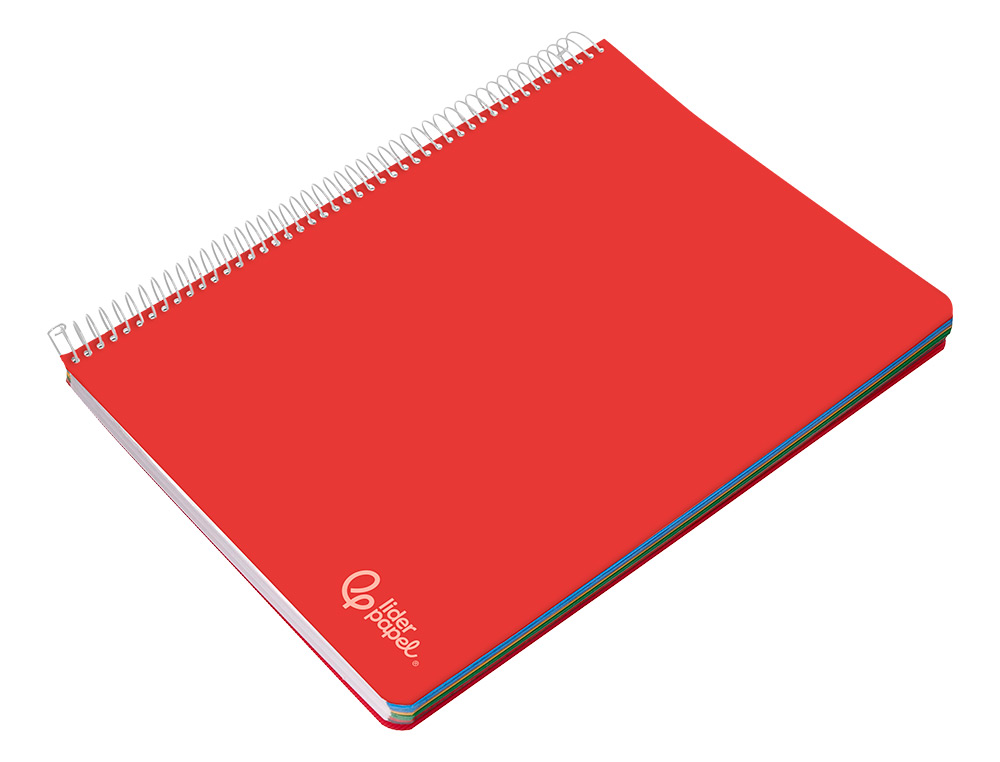 CAHIER SPIRALE LIDERPAPEL WITTY A4 COUVERTURE RIGIDE    120 FEUILLES 90G/M2 5X5MM 4   TROUS PERFORES COLORIS
