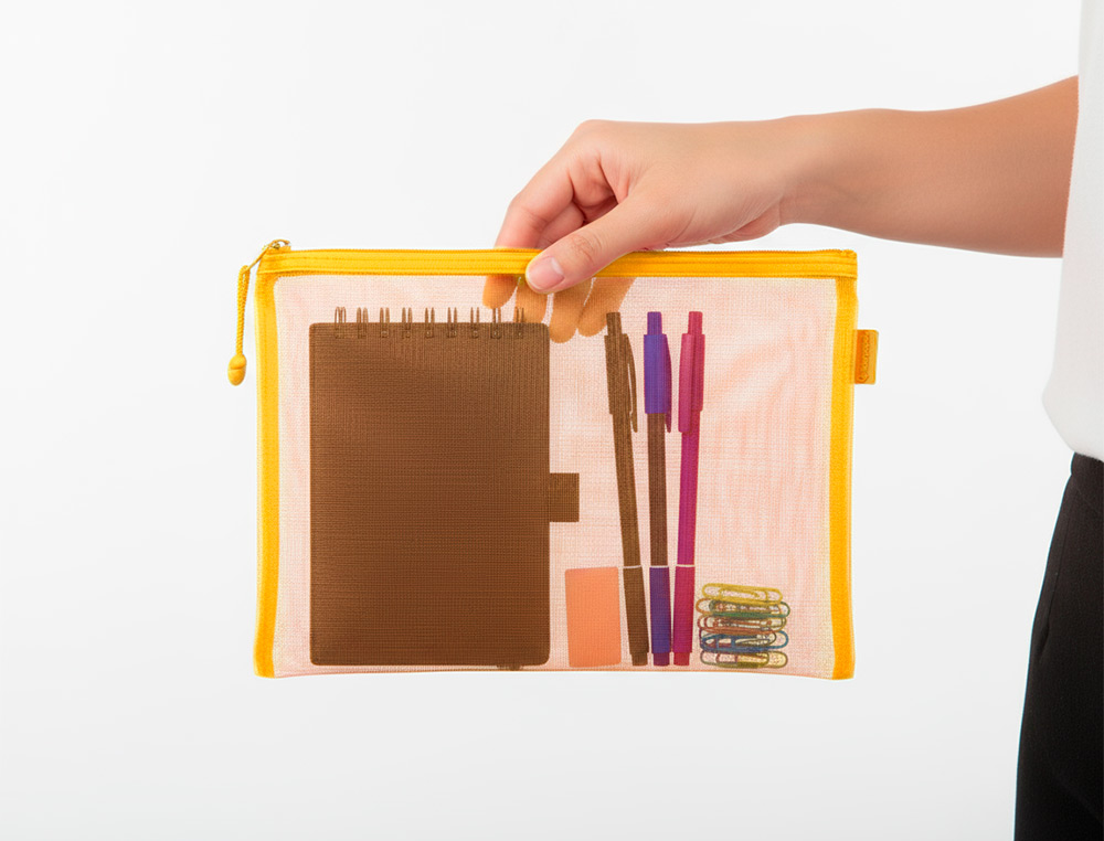 POCHETTE ZIP LIDERPAPEL A5 MULTIUSAGE FERMETURE ECLAIR   POLYESTER TRANSPIRABLE        COLORIS JAUNE