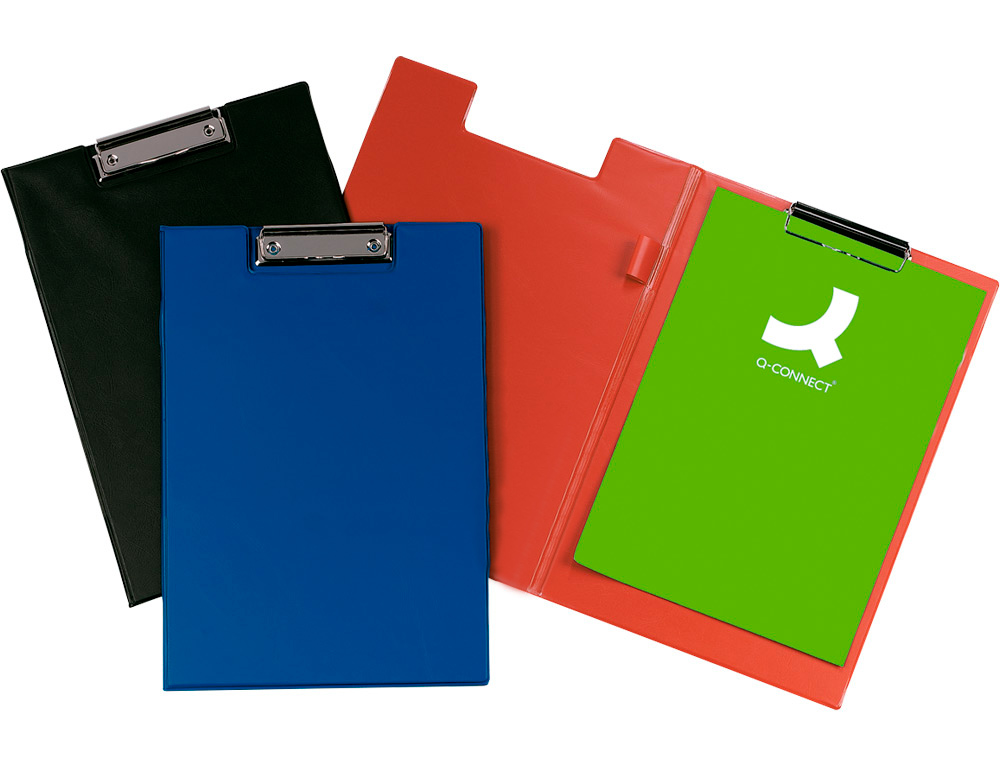 PORTE-BLOC DOUBLE Q-CONNECT POLYPROPYLNE PINCE CONOMIQUE HAUT 2 POCHES HORIZONTALES RABAT COLORIS NOIR
