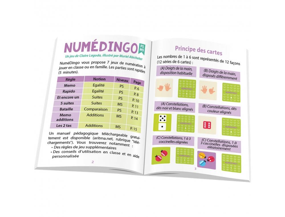 JOUER AVEC LES CHIFFRES COCKTAIL GAMES NUMEDINGO 7    PETITS JEUX NOMBRE DE 1 A 6   EN 2 NIVEAUX 12 FACONS