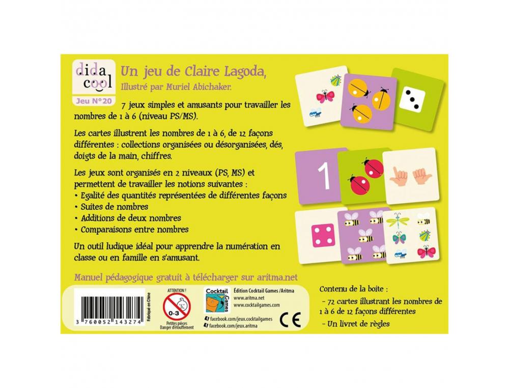 JOUER AVEC LES CHIFFRES COCKTAIL GAMES NUMEDINGO 7    PETITS JEUX NOMBRE DE 1 A 6   EN 2 NIVEAUX 12 FACONS