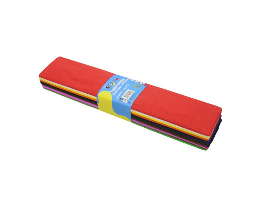 PAPIER CREPON O COLOR CREPAGE 40% 50X200CM 10 COLORIS ASSORTIS PAQUET 10F