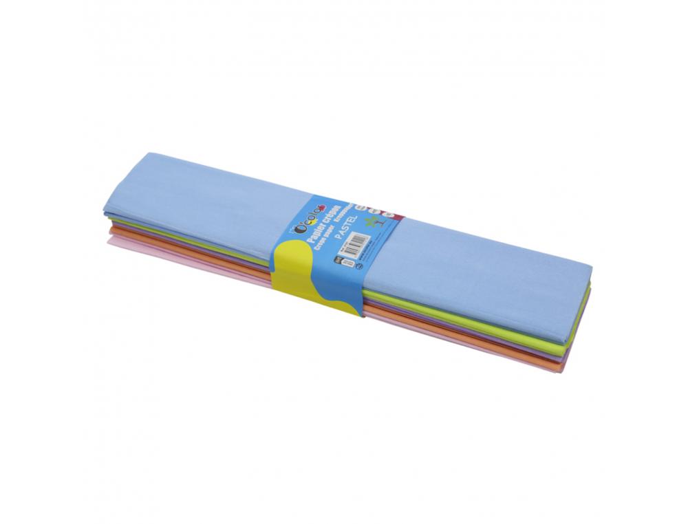 PAPIER CREPON O COLOR CREPAGE 40% 50X200CM 5 COLORIS PASTEL ASSORTIS PAQUET 10F