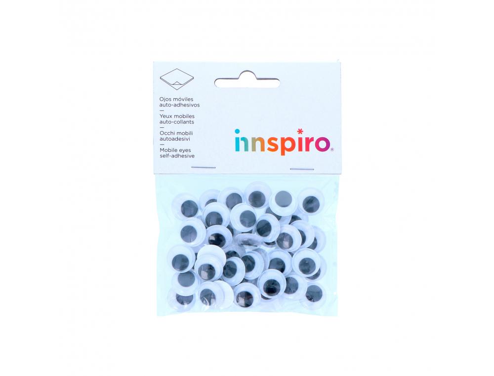 YEUX MOBILES FONTORPIN RONDS ADHESIFS DIAMETRE 15MM COLORIS NOIR SACHET DE 48 UNITES