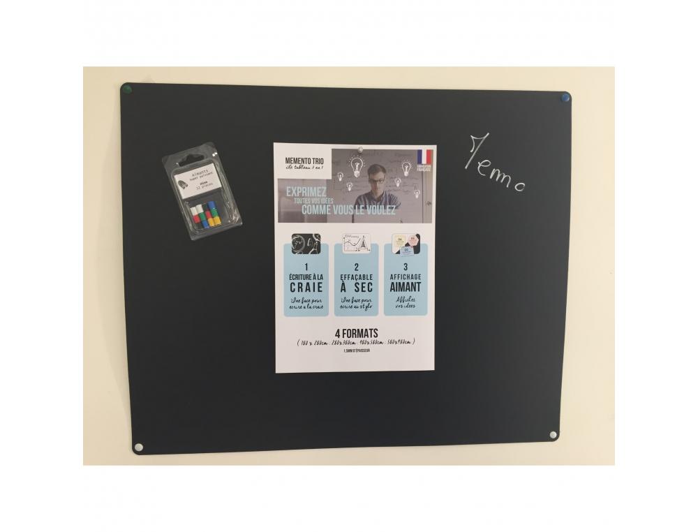 TABLEAU MEMENTO TRIO WONDAY 3 FORMES TABLEAU NOIR BLANC     EFFACABLE A SEC ET AIMANT 48  X 58 CM