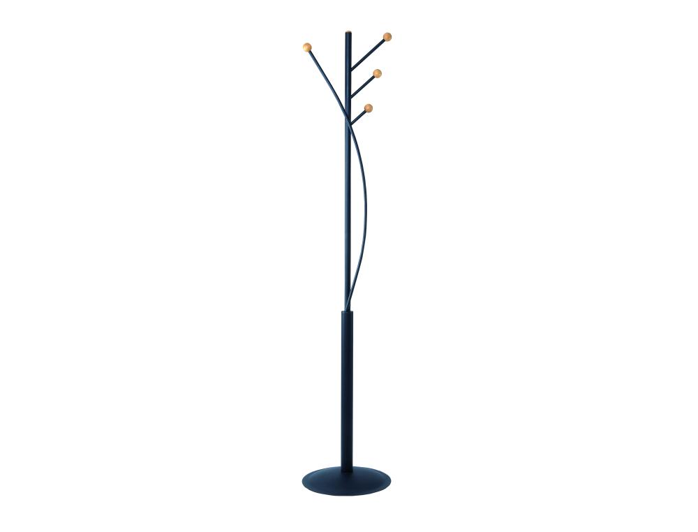 PORTE-MANTEAUX MAULAURA 4 PATERES ACIER LAQUE ET HETRE HAUTEUR 180CM COLORIS NOIR