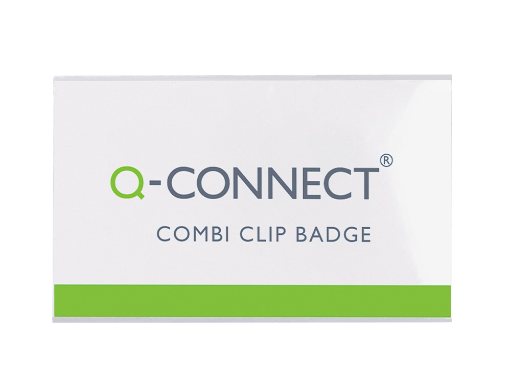 BADGE Q-CONNECT PVC RIGIDE TRANSPARENT PINCE OU PINGLE FORMAT 54X90MM CARTE VISITE