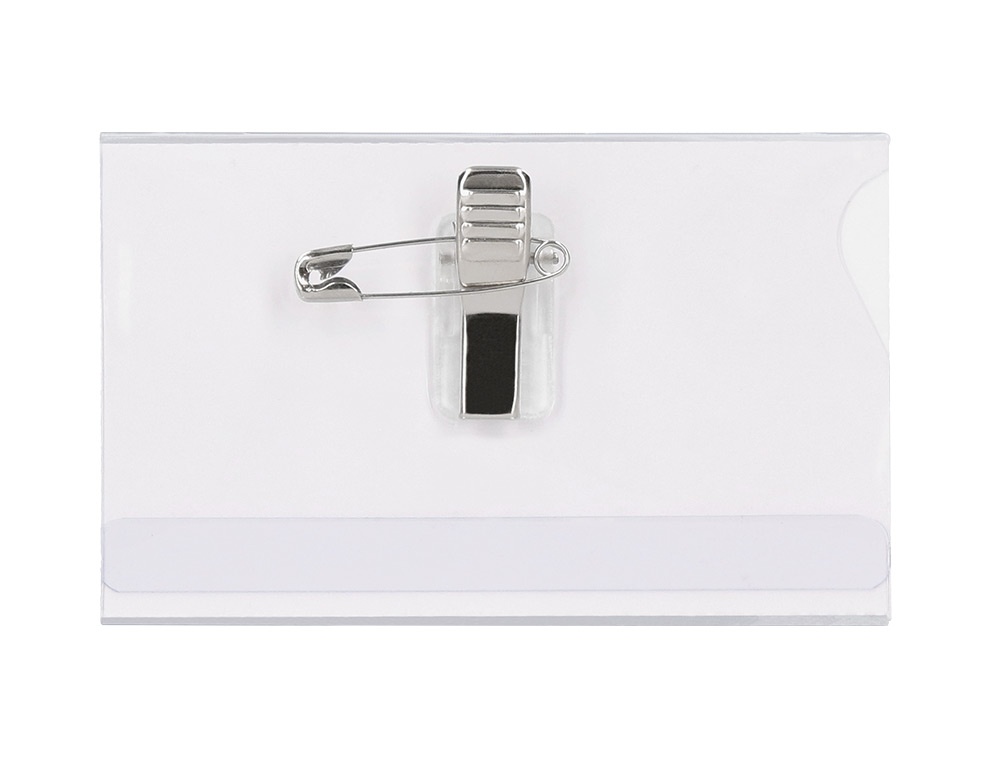 BADGE Q-CONNECT PVC RIGIDE TRANSPARENT PINCE OU PINGLE FORMAT 54X90MM CARTE VISITE