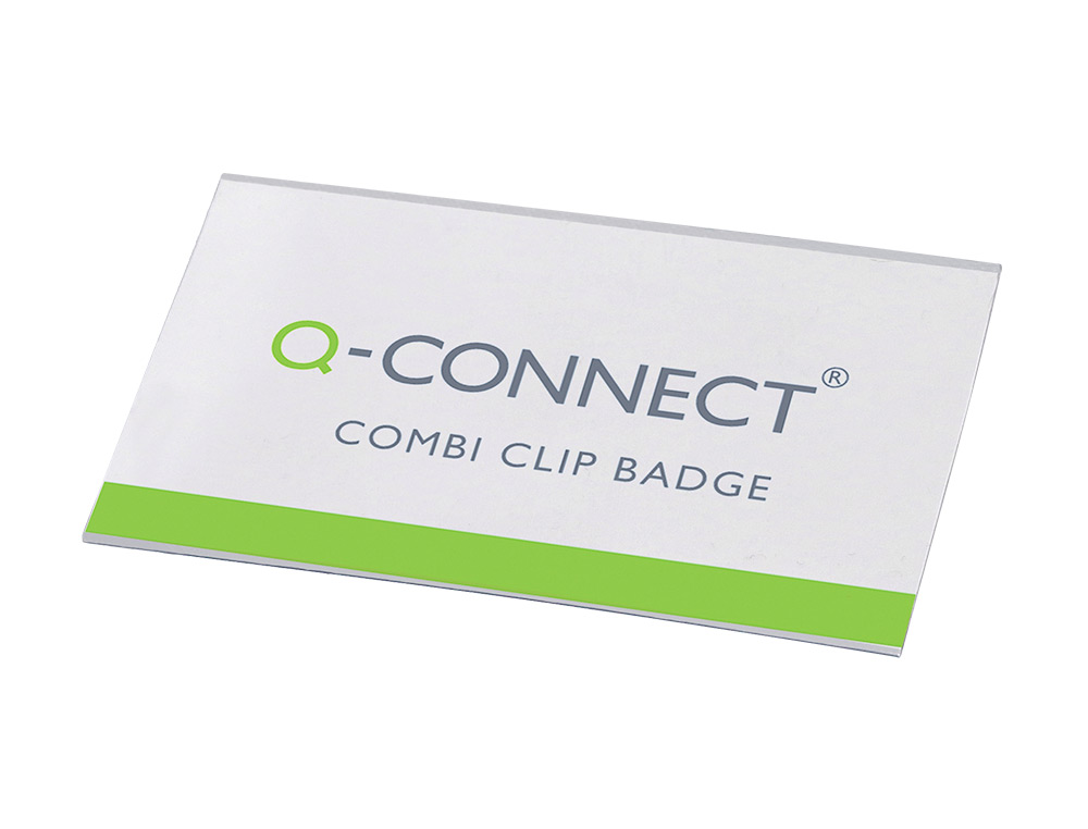 BADGE Q-CONNECT PVC RIGIDE TRANSPARENT PINCE OU PINGLE FORMAT 54X90MM CARTE VISITE
