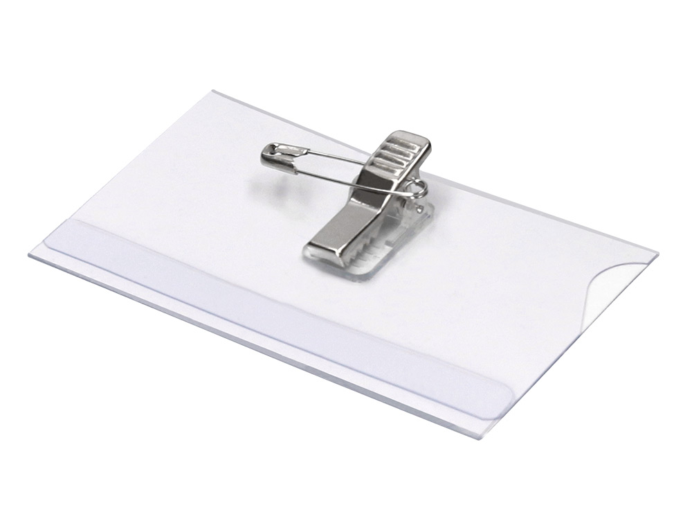 BADGE Q-CONNECT PVC RIGIDE TRANSPARENT PINCE OU PINGLE FORMAT 54X90MM CARTE VISITE